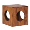 Miniatyrbillede 3 af 4: Rootz sidebord massivt træ Sheesham 35x35 cm Cube stuebord design landlig sofabord firkantet