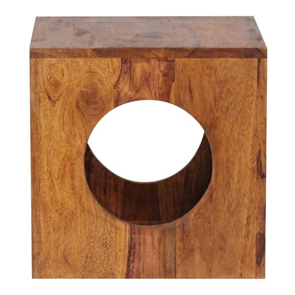Rootz sidebord massivt træ Sheesham 35x35 cm Cube stuebord design landlig sofabord firkantet