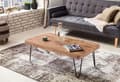 Miniatyrbillede 3 af 7: Rootz sofabord massivt træ akacie 115 cm bredt stuebord design metalben sidebord i landlig stil