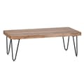 Miniatyrbillede 1 af 7: Rootz sofabord massivt træ akacie 115 cm bredt stuebord design metalben sidebord i landlig stil