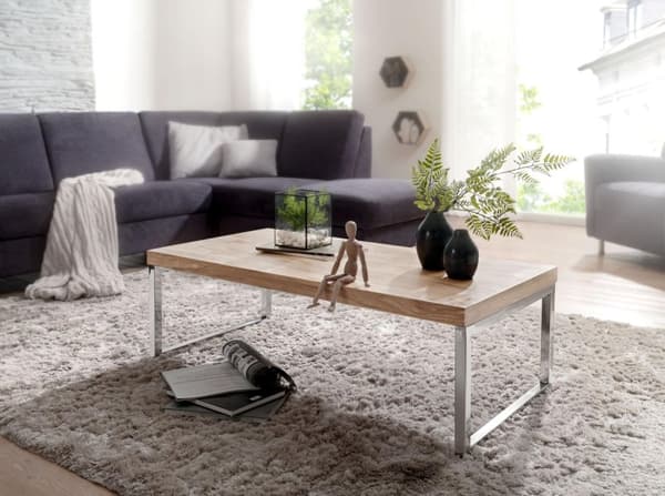 Rootz sofabord massivt træ Acacia 120 cm bredt spisebord design mørkebrunt bord i landstil