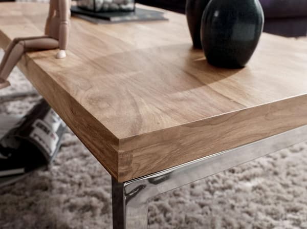 Rootz sofabord massivt træ Acacia 120 cm bredt spisebord design mørkebrunt bord i landstil
