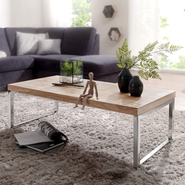 Rootz sofabord massivt træ Acacia 120 cm bredt spisebord design mørkebrunt bord i landstil