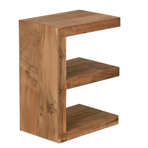 Rootz sivupöytä massiivipuuta akaasia E Cube 60 cm korkea olohuoneen pöytä design ruskea maalaistyylinen sohvapöytä