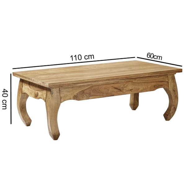 Rootz sofabord massivt træ akacie 110 cm bredt stuebord design naturprodukt landhusstil sidebord