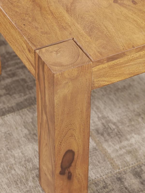 Rootz sofabord massivt træ Acacia 60 cm bredt spisebord Design brunt bord i landlig stil natur