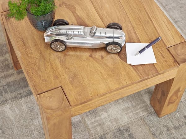 Rootz sofabord massivt træ Acacia 60 cm bredt spisebord Design brunt bord i landlig stil natur