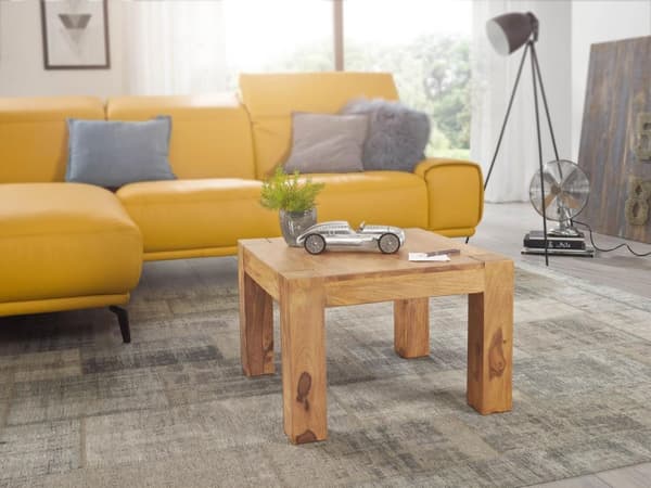 Rootz sofabord massivt træ Acacia 60 cm bredt spisebord Design brunt bord i landlig stil natur