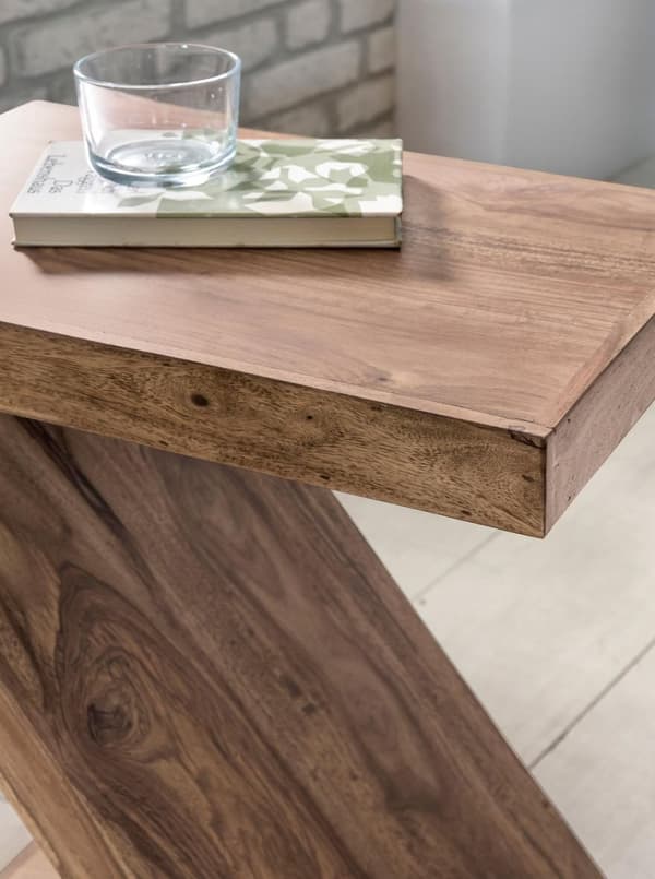 Rootz sidebord massivt træ akacie Z Cube 60 cm højt stuebord design brunt sofabord i landlig stil