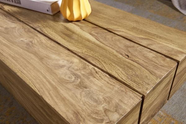 Rootz sohvapöytä massiivipuuta akaasia 120cm leveä design olohuoneen tummanruskea maalaistyylinen pöytä
