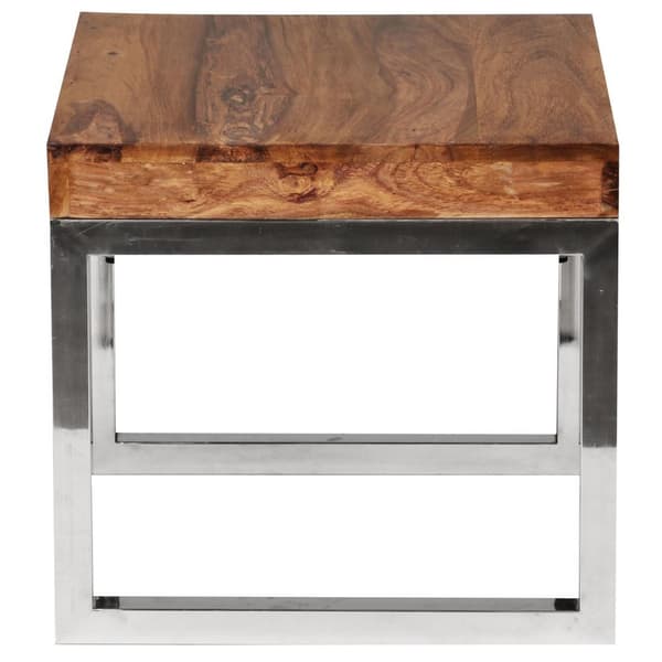 Rootz sidebord massivt træ sheesham stuebord metalstel sofabord country house style mørkebrun naturlig