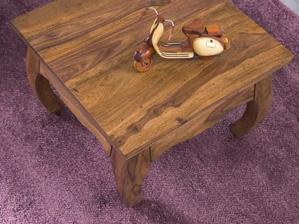 Rootz soffbord massivt trä Sheesham 60 cm brett vardagsrumsbord design mörkbrunt sidobord i lantlig stil