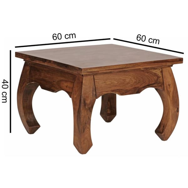 Rootz soffbord massivt trä Sheesham 60 cm brett vardagsrumsbord design mörkbrunt sidobord i lantlig stil