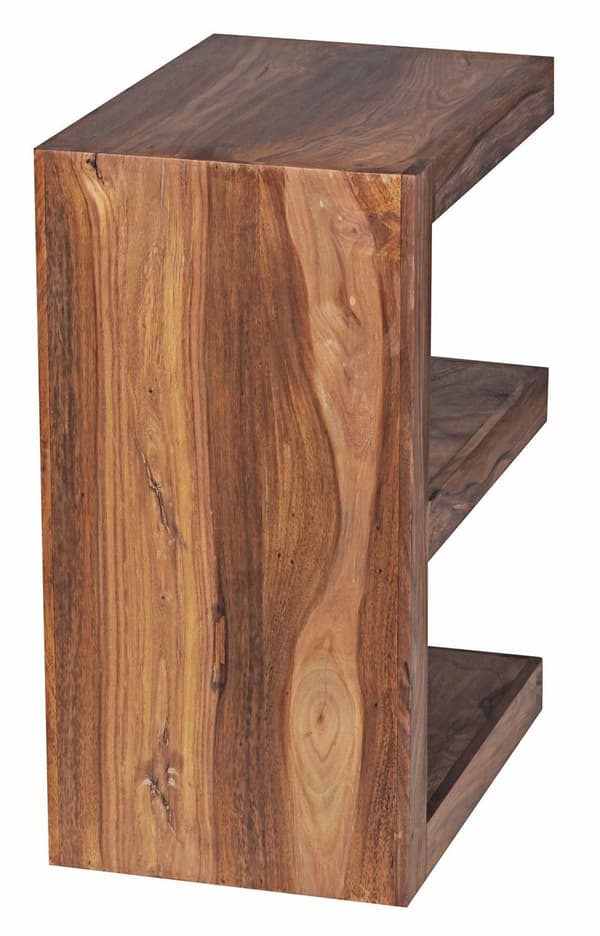 Rootz-sivupöytä massiivipuuta Sheesham E Cube 60cm korkea olohuoneen pöytäsuunnittelu ruskea maalaistyylinen sohvapöytä