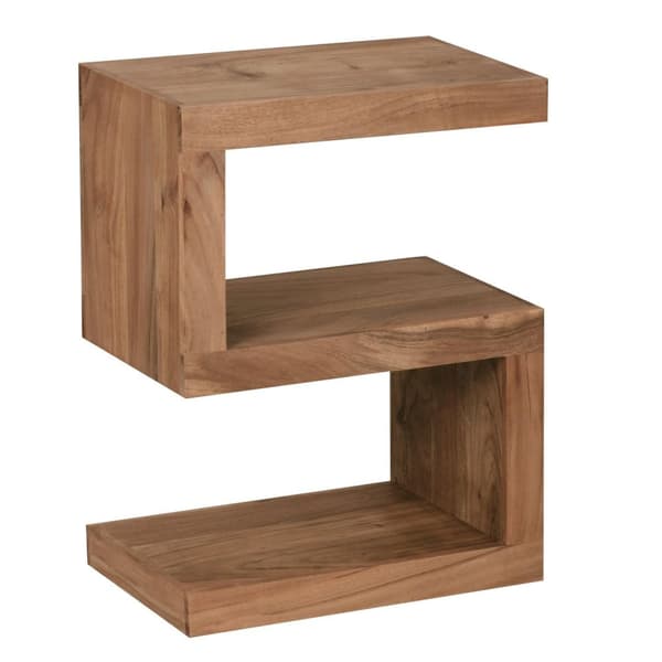 Rootz sidebord massivt træ akacie S Cube 60 cm højt stuebord design brunt sofabord i landlig stil