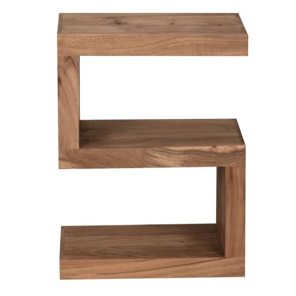 Rootz sidebord massivt træ akacie S Cube 60 cm højt stuebord design brunt sofabord i landlig stil