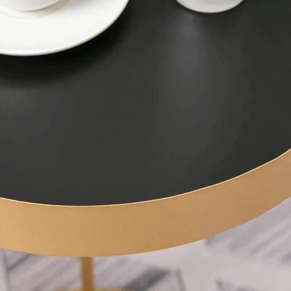 Rootz sidobord - Set med 2 häckande soffbord med guldmetallbotten - Runt sidobord med inbäddad bordsskiva - Vardagsrum - Sovrum - Guld - 39 cm x 39 cm