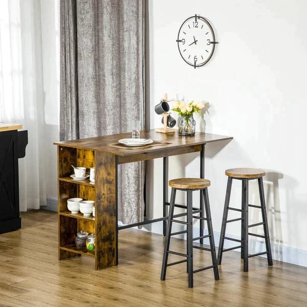 Rootz Barbord - Fällbart barbord med 3 hyllor - Industriell design - Brun - 120 cm x 76 cm x 91,4 cm