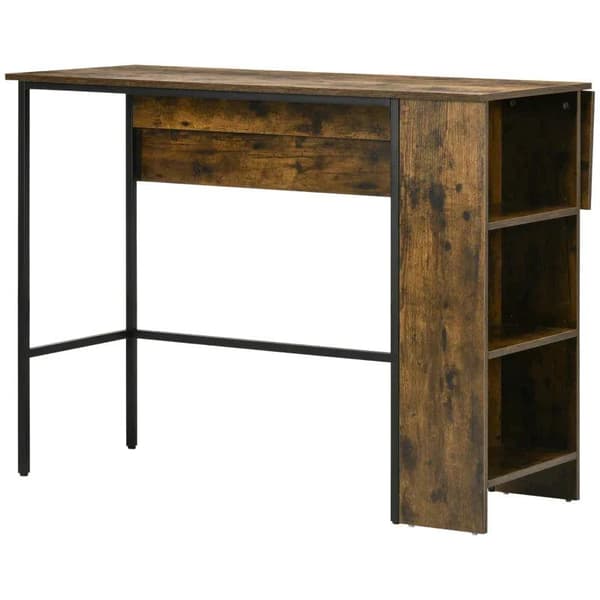Rootz Barbord - Fällbart barbord med 3 hyllor - Industriell design - Brun - 120 cm x 76 cm x 91,4 cm