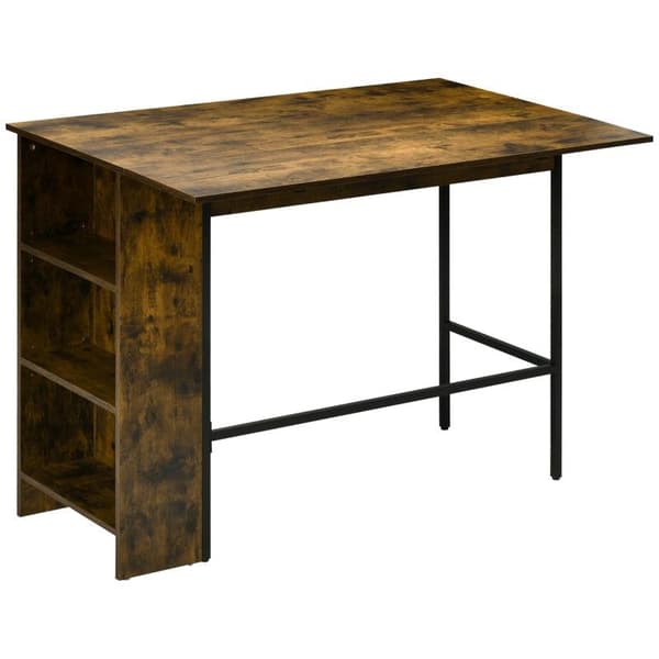 Rootz Barbord - Fällbart barbord med 3 hyllor - Industriell design - Brun - 120 cm x 76 cm x 91,4 cm
