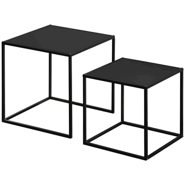 Rootz-sivupöytä - Sohvapöytä - Pesäpöytä - 2 kpl setti - Moderni muotoilu - Teräsrunko - Musta - 40 x 40 x 40 cm