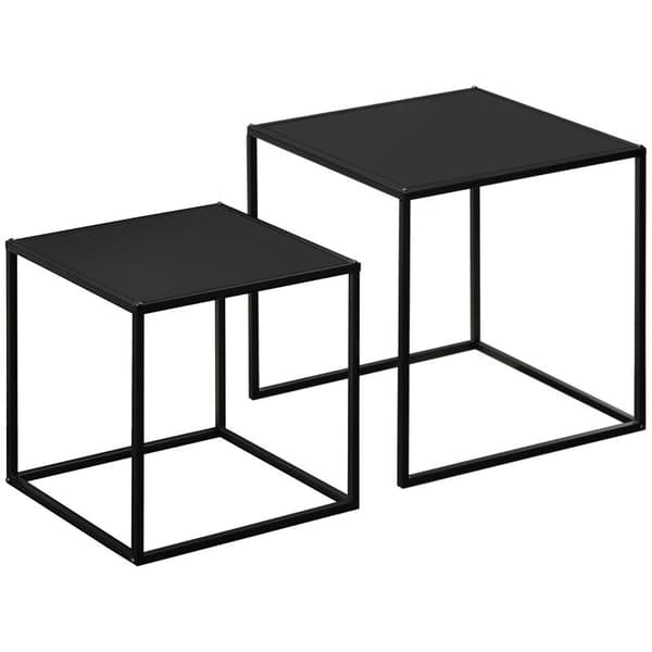 Rootz sidobord - Soffbord - Byggbord - Set med 2 - Modern design - Stålstomme - Svart - 40 x 40 x 40 cm