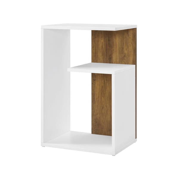 Rootz Sengebord - Sidebord - Sidebord med hylde - Lille sidebord med hylde - Moderne sidebord - Stilfuldt sengebord - Valnød brun og hvid - 30 x 40 x