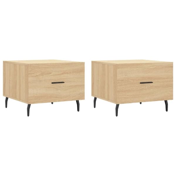 vidaXL sofaborde 2 stk. 50x50x40 cm konstrueret træ sonoma-eg