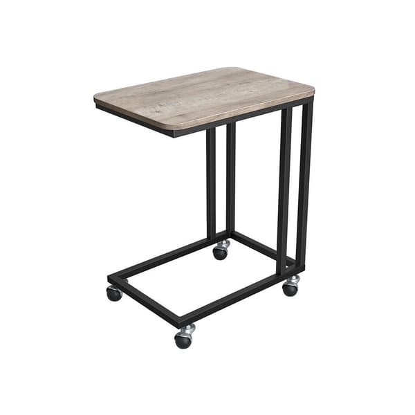 Rootz sofabord - Sofabord med hjul - Moderne sofabord - Industrielt sofabord - Rustikt sofabord - Spånplade - Stål - Greige-Sort - 50 x 35 x 55 cm (L