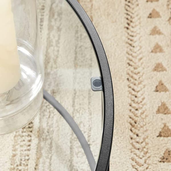 Rootz Soffbord - Runt soffbord - Cirkulärt soffbord - Glasskiva Soffbord - Industriellt soffbord - Designersoffbord - Stål - Härdat glas - Svart - 84