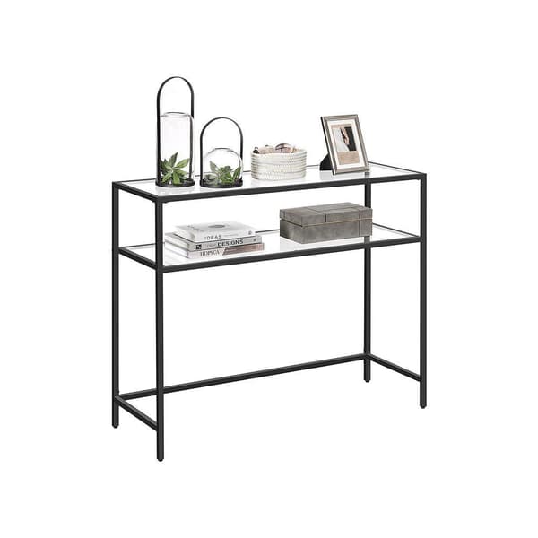 Rootz Konsolbord - Konsolbord med 2 hylder - Entrebord - Gangbord - Sofabord - Moderne konsolbord - Industrielt gangbord - Accentbord - Metal - Glas -