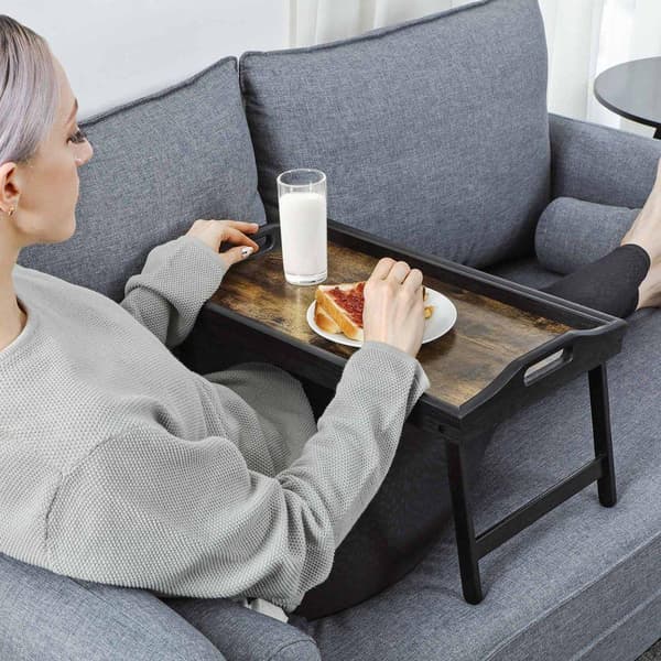 Rootz-sänkytarjotin - Sängyn tarjotin taitettavilla bambujaloilla - Aamiaistarjotin - Laptopyöpöytä - Kokoontaitettava sänkyalusta - Kannettavan tieto