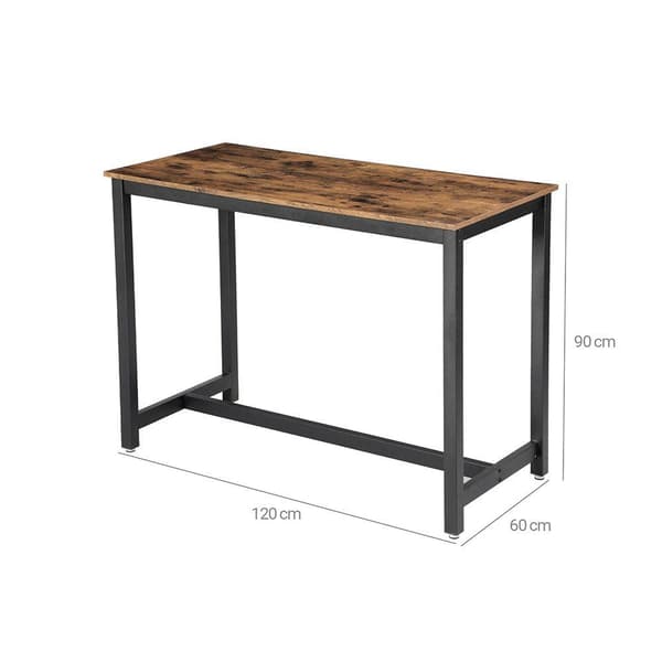 Rootz-baaripöytä - Bistropöytä - Puinen baaripöytä - Keittiön pöytä - Baaripöytä sisätiloihin - Lastulevy/Rauta - Tummanruskea/Vintage - 120 x 60 x 90