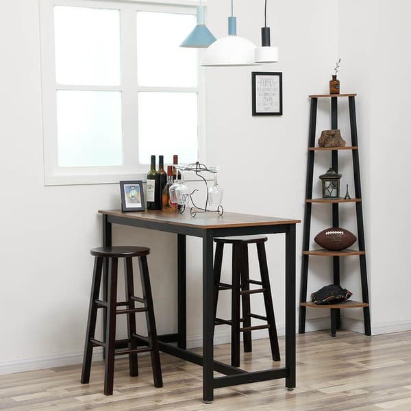 Rootz-baaripöytä - Bistropöytä - Puinen baaripöytä - Keittiön pöytä - Baaripöytä sisätiloihin - Lastulevy/Rauta - Tummanruskea/Vintage - 120 x 60 x 90
