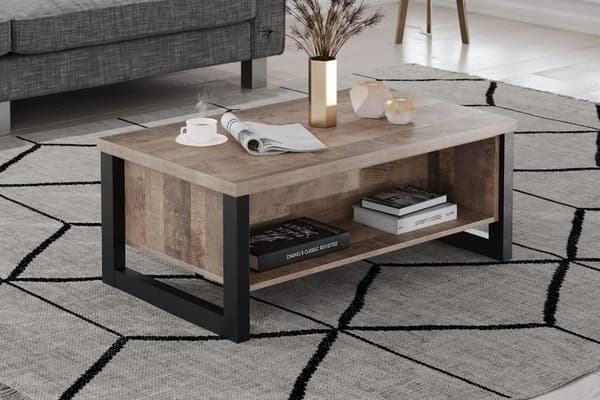 Rootz Coffee Table - Lounge Centerpiece - Living Room Stand - Modern Fixture - Furnishing Accent - Homely Surface - Decor Highlight - Brown, Black - 1