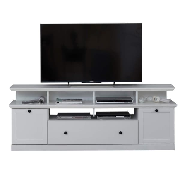 Rootz TV Cabinet Lowboard Baxter - Entertainment Stand - Media Console - Television Holder - TV Unit - Display Shelf - Storage Rack - White Decor - 17