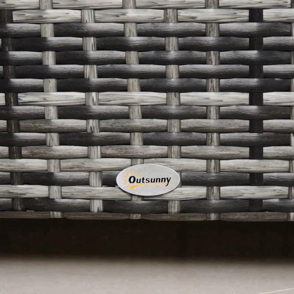 Rootz Have Sidebord - PE Rattan Have Sofabord - Med glasbordplade - Grå - 85cm x 50cm x 39cm