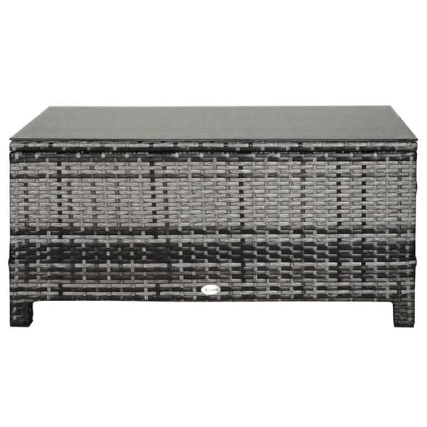 Rootz Have Sidebord - PE Rattan Have Sofabord - Med glasbordplade - Grå - 85cm x 50cm x 39cm