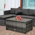 Miniatyrbillede 2 af 7: Rootz Have Sidebord - PE Rattan Have Sofabord - Med glasbordplade - Grå - 85cm x 50cm x 39cm