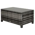 Miniatyrbillede 1 af 7: Rootz Have Sidebord - PE Rattan Have Sofabord - Med glasbordplade - Grå - 85cm x 50cm x 39cm