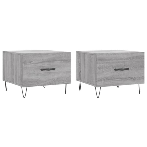vidaXL sofaborde 2 stk. 50x50x40 cm konstrueret træ grå sonoma-eg