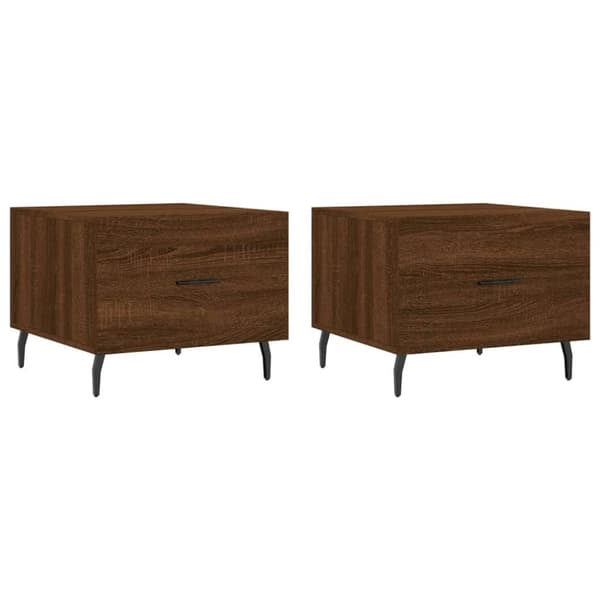 vidaXL sofaborde 2 stk. 50x50x40 cm konstrueret træ brun egetræsfarve