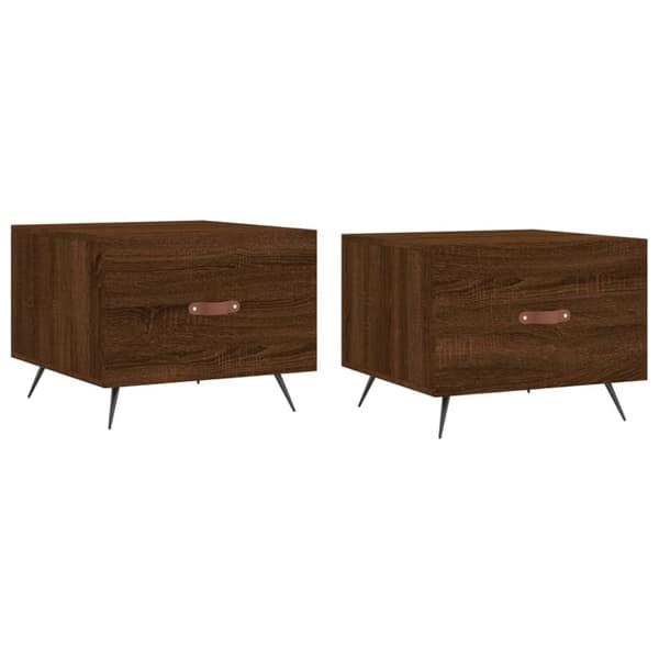 vidaXL sofaborde 2 stk. 50x50x40 cm konstrueret træ brun egetræsfarve