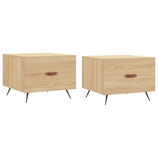 vidaXL sofaborde 2 stk. 50x50x40 cm konstrueret træ sonoma-eg