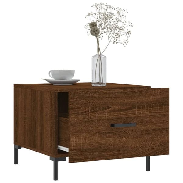 vidaXL sofaborde 2 stk. 50x50x40 cm konstrueret træ brun egetræsfarve