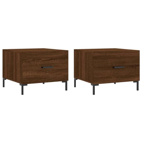vidaXL sofaborde 2 stk. 50x50x40 cm konstrueret træ brun egetræsfarve