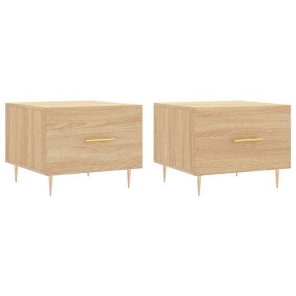vidaXL sofaborde 2 stk. 50x50x40 cm konstrueret træ sonoma-eg