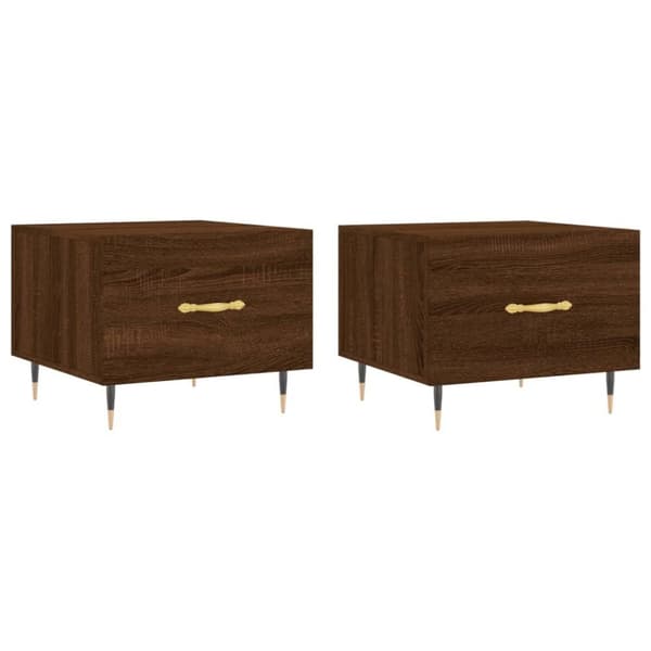 vidaXL sofaborde 2 stk. 50x50x40 cm konstrueret træ brun egetræsfarve