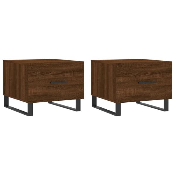 vidaXL Salongbord 2 stk brun eik 50x50x40 cm konstruert tre