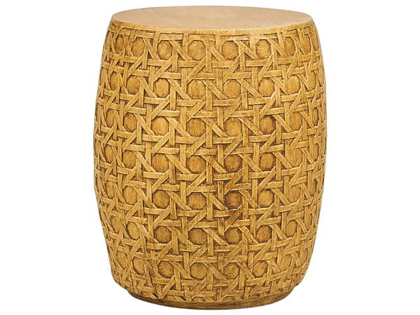 Accent sidebord Naturligt MgO glasfiber Rund top Tromleform UV plet Rust Vand Vindbestandig Boho Moderne Udendørs Stue